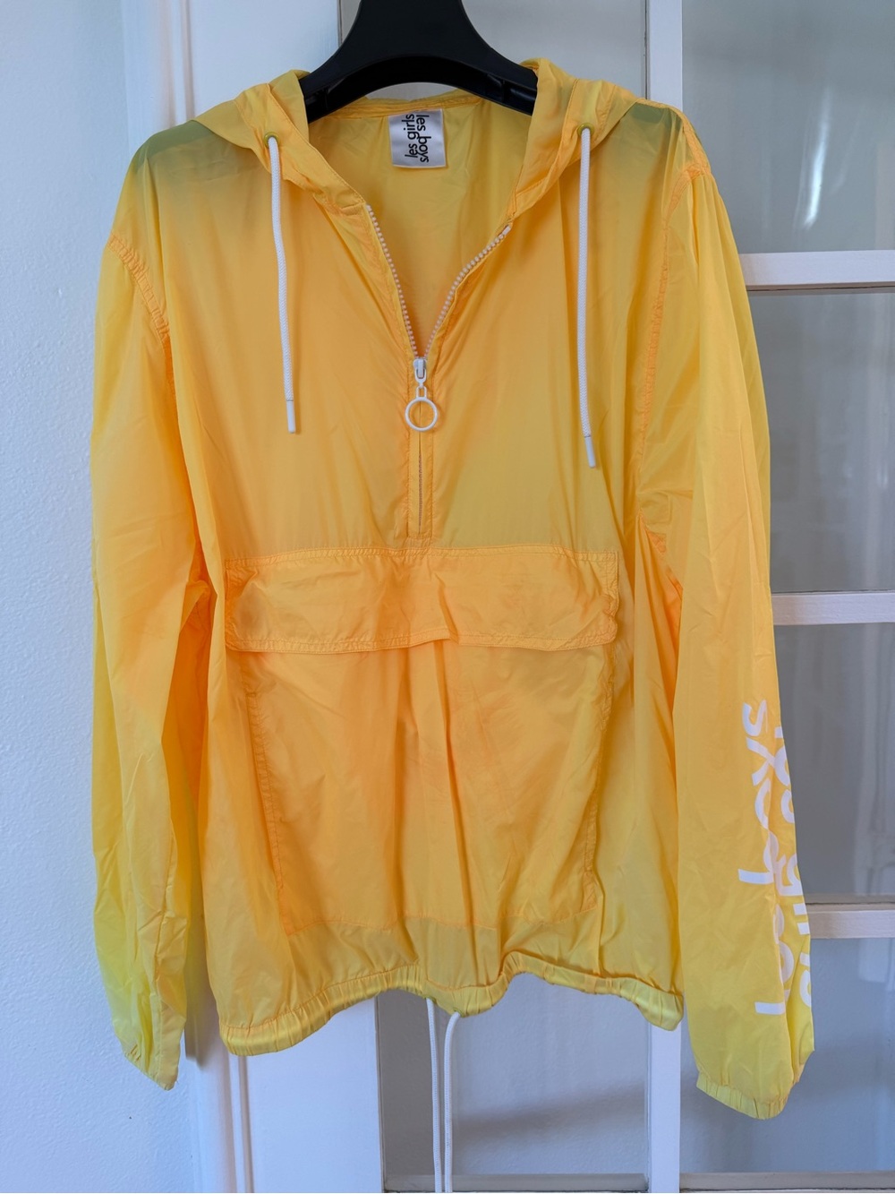 Les Girls Les Boys Yellow Packable Anorak Windbreaker XS
